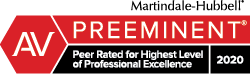 Preeminent | Martindale-Hubbell | Peer Rated for Highest Level of Professional Excellence | 2020